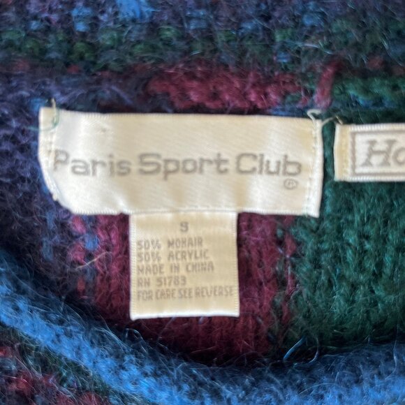 Vintage 1980s Mohair Blend Intarsia Hand-Knitted Oversized Sweater Size Small - Picture 2 of 9